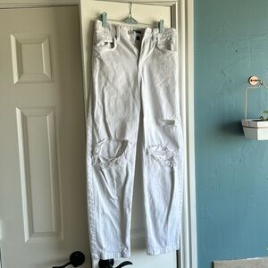 Distressed White Jeans